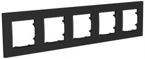 Рамка пятерная NORDIC, антрацит soft-touch, PLK1050242 Plank Electrotechnic