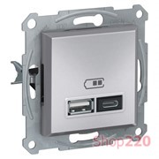 USB розетка тип А+С, алюминий, EPH2700361 Schneider Electric Asfora