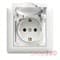 Розетка с заземлением, шторками и крышкой, белый, Lumina-2 WL1160 Hager - фото 31711