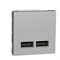 Розетка USB для зарядки, двойная, алюминий, 2 модуля, Unica New Schneider NU341830 - фото 68802