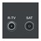 Розетка R-TV SAT конечная, антрацит, 2 модуля, Unica New Schneider NU345554 - фото 69392