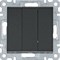 Выключатель трехклавишный, черный, Lumina WL0073 Hager - фото 75730