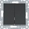Выключатель двухклавишный проходной, черный, Lumina WL0053 Hager - фото 75773