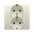 Розетка электрическая двойная с заземлением, моноблок, бежевый, Basic Simon - фото 89817